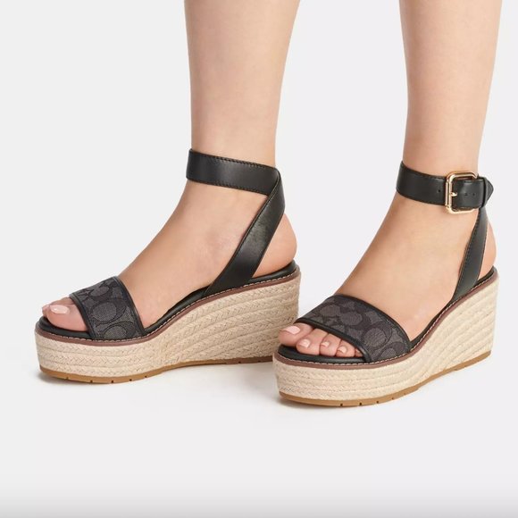 NIB - COACH Korey Espadrille In Signature Jacquard Sandal - size 7 US - Picture 1 of 10